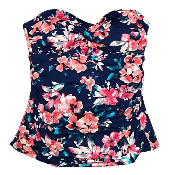 Merona Other - NWT Merona Twist Front Tankini Top Blue Floral Size Small S Padded New